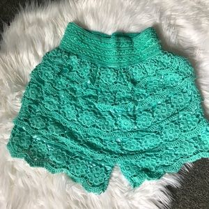 short green made of layers of lace